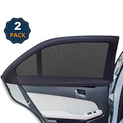Car Window Shades, Breathable Mesh Side Car Window Sun Shade, Stretchy Car Window Screen for Baby/Camping Sun Protection, car Window Covers for Rear/Back Window for Privacy - 2 Pack
