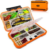 catchmeister Fishing Lures Baits Tackle Box and Lure Kit Piece Saltwater & Freshwater Fishing Rig Including Crankbaits, Plastic Worms, Jig Hooks, Topwater Lures (Ultimate 117 Pcs)