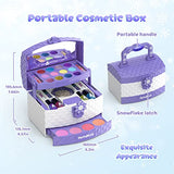 PERRYHOME Kids Makeup Kit for Girl 35 Pcs Washable Real Cosmetic, Safe & Non-Toxic Little Girl Makeup Set, Frozen Makeup Set for 3-12 Year Old Kids Toddler Girl Toys Halloween & Birthday Gift (Purple)