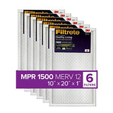 Filtrete 10x20x1, AC Furnace Air Filter, MPR 1500, Healthy Living Ultra Allergen, 6-Pack (exact dimensions 9.81 x 19.81 x 0.78)