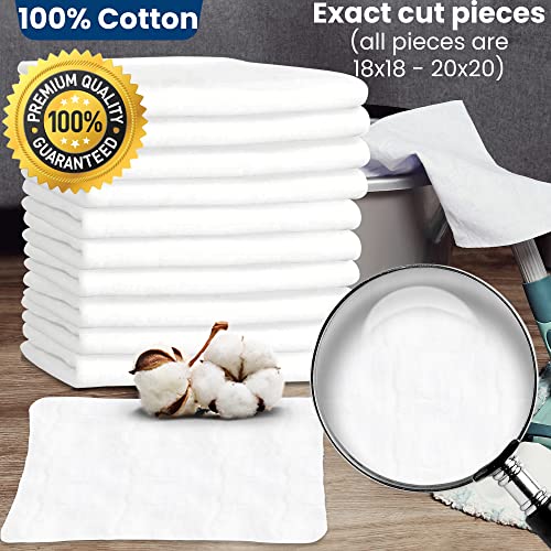 New Premium White T-Shirt Knit Rags, Exact Cut Pieces - 100% Cotton, Cloth Rags, Excellent for General Cleaning, Spills, Home, Staining, Polishing, Bar Mop by Nabob Wipers (White Knit, 2lb Bag)