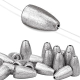 YEXPRESS 60 Pack Fishing Lead Weights Sinkers, Assorted Size Worm Weights, Bullet Lead Sinkers Weights Kit for Fishing Pitching and Flipping, 1/8 1/16 3/16 1/4 3/8 Ounce