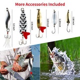 GOANDO Fishing Lures Kit for Freshwater Bait Tackle Kit for Bass Trout Salmon Fishing Accessories Tackle Box Including Spoon Lures Soft Plastic Worms Crankbait Jigs Fishing Hooks