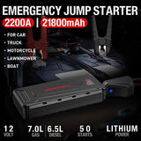 Battery Starter for Car, TOPVISION 2200A Peak 21800mAh Portable Car Jump Starter (Up to 7.0L Gas or 6.5L Diesel Engine), 12V Portable Battery Booster
