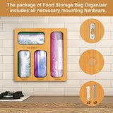 buways Food Storage Bag Organizer, Bamboo Sandwich Bag Organizer, Kitchen Drawer Organizer for Ziplock Bag,Compatible with Ziploc, Glad, Hefty, Solimo, for Gallon, Quart, Sandwich & Variety Size Bags