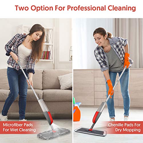Spray Mops for Floor Cleaning Microfiber Floor Mops with 3 Washable Reusable Pads,A Refillable Bottle and Scrubber Dry Wet Flat Mop with Sprayer for Hardwood Laminate Wood Ceramic Tiles Floor Cleaning