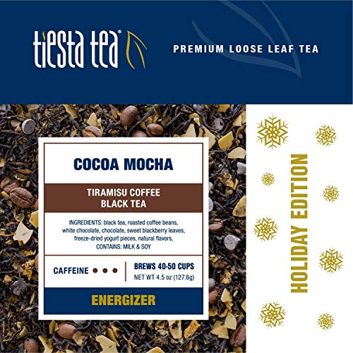 Tiesta Tea - Cocoa Mocha, Loose Leaf Tiramisu Coffee Black Tea, High Caffeine, Hot & Iced Tea, 4.5 oz Tin - 50 Cups, Natural Flavored, Black Tea Loose Leaf Blend