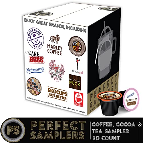 Perfect Samplers Tea Pods, Cider, Hot Chocolate, Cappuccino & Coffee Pods Variety Pack, Single Serve Coffee & K Pod Variety Pack for Keurig K Cups Brewers, Coffee Gift Set, 20 Count
