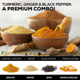 Nature's Nutrition Turmeric Curcumin with Ginger & BioPerine 1950mg with Black Pepper for Best Absorption, Joint Support, Made in USA, Natural Immune Support, Turmeric Supplement - 60 Veggie Caps