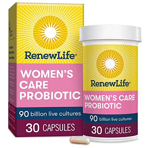 Renew Life Women's Probiotics 90 Billion CFU Guaranteed, 12 Strains, Shelf Stable, Gluten Dairy & Soy Free, 30 Capsules, Ultimate Flora Women's Care-60 Day Money Back Guarantee