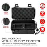 Smell Proof Tobacco Storage Box - ABS Plastic Odor Resistant Container with Easy Grip Handle Portable Case Padded Lock 3 Digit Combination Black