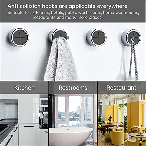 3 Pieces Kitchen Towel Hooks Round Adhesive Dish Towel Hook Premium Chrome Finish & Easy Installation Wall Mount Hand Towel Hook Ideal as Bathroom, Shower or Outdoor Towel Holders