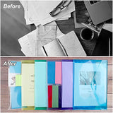 EOOUT 28pcs Plastic Envelopes, Poly Envelope Folder, 8 Colors, Clear Plastic Reusable Folders with Snap Button Closure, A4 Size, Letter Size, for School and Office Supplies