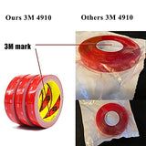 3M 4910 VHB Double Sided Heavy Duty Mounting Tape 0.5" x 20ft Strong Adhesive Waterproof Foam Tape Transparent 1mm Thickness for Car Decor,Home Decor and Office Decor(4910A)