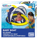 SwimSchool Deluxe Baby Float with Adjustable Canopy - 6-24 Months - Baby Swim Float with Splash & Play Activity Center Safety Seat - Navy/White