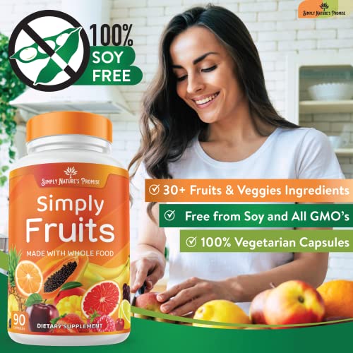 Simply Nature's Promise - Fruit and Vegetable Supplements - 90 Veggie and 90 Fruit Capsules - Made with Whole Food Superfoods, Packed Vitamins & Minerals - Soy Free - No Fillers or Extracts