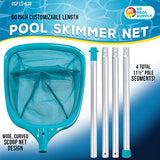 U.S. Pool Supply Swimming Pool 5 Foot Leaf Skimmer Net with 4 Aluminum Pole Sections - 6" Deep Ultra Fine Mesh Netting Bag Basket for Fast Cleaning of the Finest Debris - 60" Long, Clean Spas, Ponds