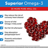 MegaRed Krill Oil 750mg Omega 3 Supplement with EPA, DHA, Astaxanthin & Phopholipids, Supports Heart, Brain, Joint and Eye Health, No Fish Oil Aftertaste - 80 Softgels (80 servings)