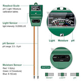 SONKIR Soil pH Meter, MS02 3-in-1 Soil Moisture/Light/pH Tester Gardening Tool Kits for Plant Care, Great for Garden, Lawn, Farm, Indoor & Outdoor Use (Green)