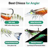 TRUSCEND Fishing Lures for Bass, Pre-Rigged Soft Shrimp Lures for Saltwater Fishing, Best Bottom Fishing Lure with VMC Hook, Fishing Bait for Saltwater & Freshwater, Bass Fishing Jigs