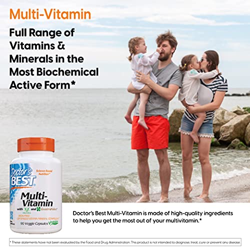 Doctor's Best Multi-Vitamin, Formulation Fully Optimized for Absorption, Vitamins, Minerals, Antioxidants & Nutrients, Vegan, Gluten Free, 90 Veggie Caps
