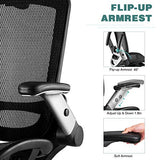 Gabrylly Ergonomic Mesh Office Chair, High Back Desk Chair - Adjustable Headrest with Flip-Up Arms, Tilt Function, Lumbar Support and PU Wheels, Swivel Computer Task Chair