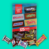 SNICKERS, TWIX, MILKY WAY & 3 MUSKETEERS Minis Size Variety Pack Milk & Dark Chocolate Candy Bars (125 Pieces) Bag