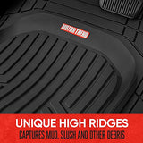 Motor Trend FlexTough Plus Black Rubber Car Floor Mats - All Weather Deep Dish Automotive Floor Mats, Heavy Duty Trim to Fit Design, Front & Rear Liners for Cars Truck Van SUV
