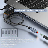 KOOPAO External USB Sound Card, 24Bit 96Khz Hi-Res USB Audio Adapter, Plug Play USB Type A to 3.5mm Aux Converter Compatible for Computer Win10 8 7, Play Station, Gaming Headset, 1M / 3.28ft