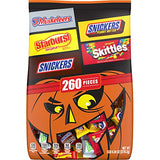SNICKERS Chocolate Candy, SKITTLES Original Chewy Candy, STARBURST Original Chewy Candy & 3 MUSKETEERS Mixed Variety Bulk Halloween Candy - 80.36oz/260 Pieces