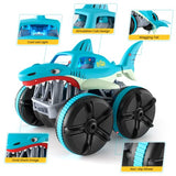 Remote Control Car, Amphibious Shark Toy Stunt Car All Terrain RC Truck, 360° Rotation LED Radio Controlled Crawler with Wagging Tail, 2.4GHz 1:14 for Boys Girls 3-12 Years Christmas Birthday Gift