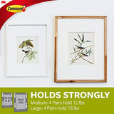 Command Picture Hanging Strips, 16 Pairs: 8-Medium, 8-Large Pairs, Easy to Open Packaging