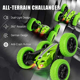 Zyerch RC Car, 4 Wheel Drive Stunt Car Toy for Kids, Hobby RC Crawlers, Double Sided Rotating 360°Remote Control Car, Dual-Color Headlights Blue/Red/Green, (K-02)