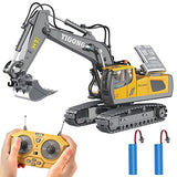 Remote Control Excavator Toy for 6-12 yr Boys, Best Birthday Gifts for Kids 4-7 8 9 10 11 Year Old, PREPOP RC Construction Toys with Metal Shovel, Lights, Sounds 2.4Ghz