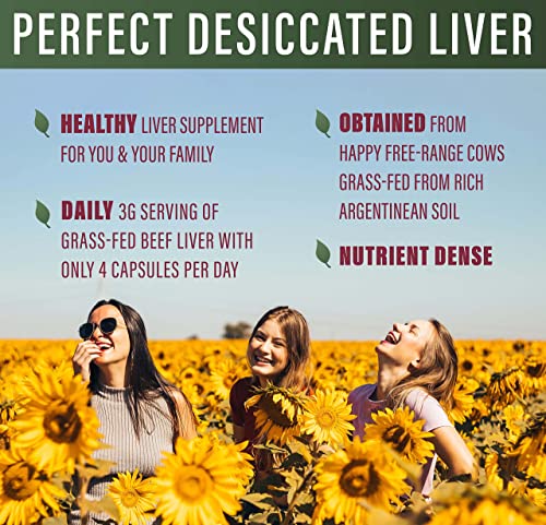 Perfect Supplements – Perfect Desiccated Liver – 120 Capsules - Undefatted Beef Liver – Natural Source of Protein, Iron, Vitamins A & B