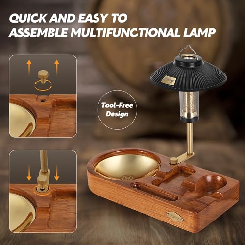 Tesonway Tobacco Pipe with Wood Smoking Pipe Stand Holder, Refillable Butane Pipe Lighter, Pipe Cleaning Tool Tamper Scraper and Tobacco Pipe Accessories, LED Multifunctional Lamp, Smoking Gift Set