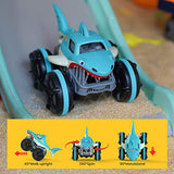 Remote Control Car, Amphibious Shark Toy Stunt Car All Terrain RC Truck, 360° Rotation LED Radio Controlled Crawler with Wagging Tail, 2.4GHz 1:14 for Boys Girls 3-12 Years Christmas Birthday Gift
