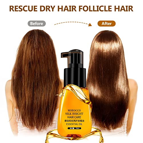 Anti-frizz Hair Serum, Anti frizz Hair Serum, Morocco Silk Bright Hair Care, 70ml Anti-frizz Hair Serum, Hair Care Essential Oil Reduce Dry Hair (1pcs)