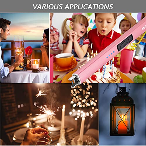 MEIRUBY Lighter Electric Candle Lighter Camping Rechargeable Lighter with Replace Case for Outdoors Family Use (Rose Gold)