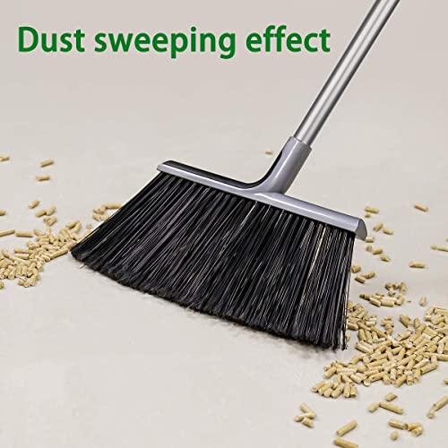 Outdoor/Indoor Broom for Floor Cleaning with 58 inch Long Handle, Angle Brooms Heavy Duty for Home Garage Kitchen Office Courtyard Lobby Lawn Concrete