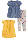 Simple Joys by Carter's Toddler Girls' 3-Piece Playwear Set, Chambray/Polka Dot