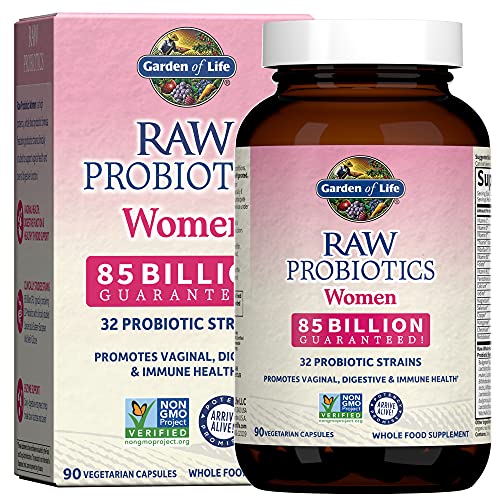 Garden of Life Raw Probiotics for Women - 85 Billion CFU Probiotic for Vaginal Probiotics with Vitamins, Minerals, Enzymes - 90 Capsules, Womens Probiotic Supplement for Digestive and Immune Health