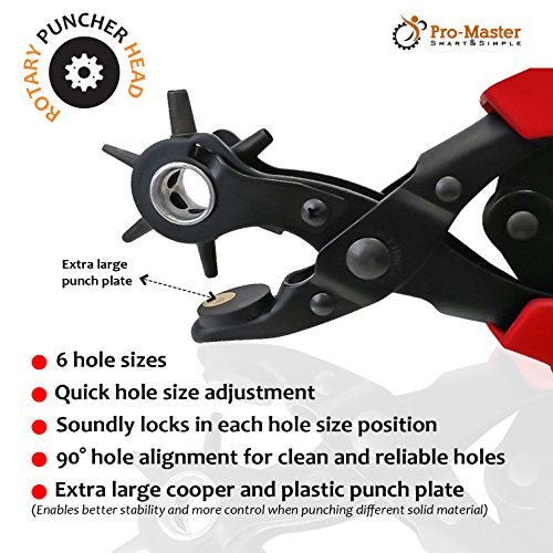 Professional Leather Hole Puncher – Leather Punch Tool for Belts, Watch Bands, Handbag Straps and More – Precision Multi-Size Fabric & Leather Hole Puncher for Crafts & Easy DIY Belt Holes