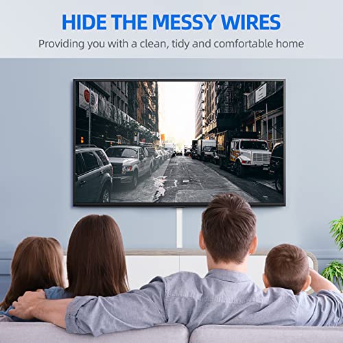 Cord Cover Raceway Kit, 157in Cable Cover Channel, Paintable Cord Concealer System Cable Hider, Cord Wires, Hiding Wall Mount TV Powers Cords in Home Office, 10X L15.7in X W0.95in X H0.55in, White