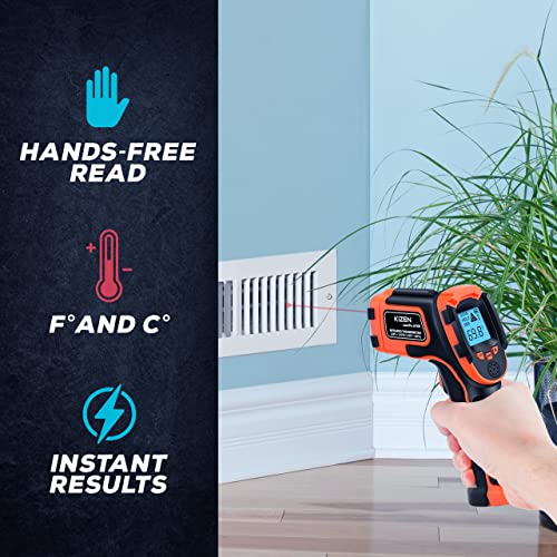 KIZEN Infrared Thermometer Gun (LaserPro LP300) - Handheld Heat Temperature Gun for Cooking, Pizza Oven, Grill & Engine - Laser Surface Temp Reader -58F to 1112F - NOT for Humans