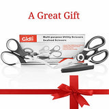Kitchen Shears by Gidli - Lifetime Replacement Warranty- Includes Seafood Scissors As a Bonus - Heavy Duty Stainless Steel Multipurpose Ultra Sharp Utility Scissors