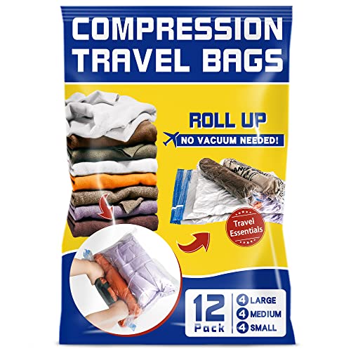 Compression Bags for Travel, Space Saver Bags for Travel Packing, Travel Accessories (4L+4M+4S)