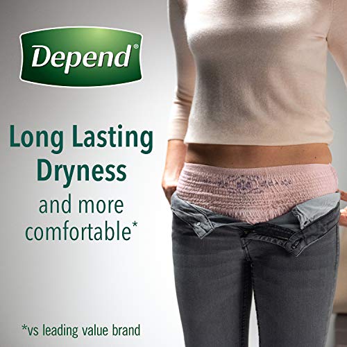 Depend FIT-FLEX Incontinence Underwear For Women, Disposable, Maximum Absorbency, Small, Blush, 32 Count