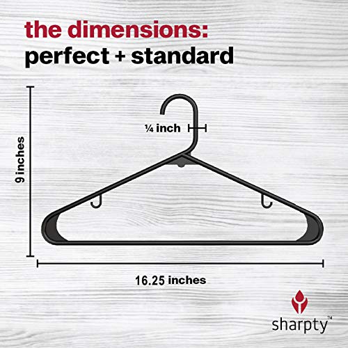 Sharpty Plastic Hangers Clothing Hangers Ideal for Everyday Standard Use (Black, 20 Pack)