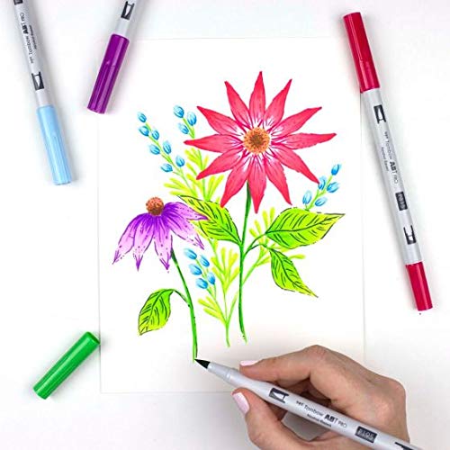 Tombow 56965 ABT PRO Alcohol Markers, Nature Palette, Set of 12 Colors - Dual Tip, Permanent Art Markers Feature Chisel and Brush Tips Perfect for Coloring, Sketching, and Illustration